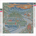Thumbnail for Diamond painting adhesive canvas preview - Snowbound Evergreen Wagon