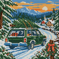 Thumbnail for Snowbound Evergreen Wagon, 30x30 cm diamond painting – full design preview without the close-up inset