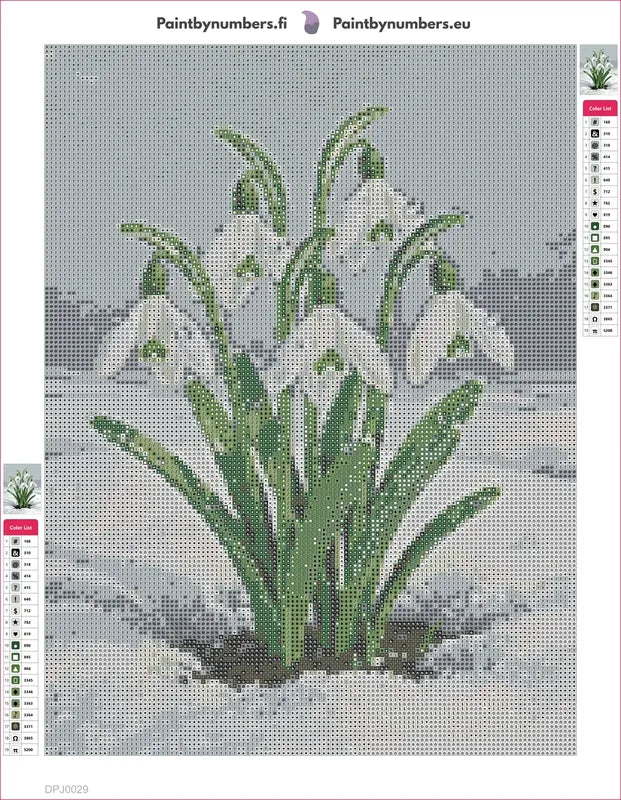 Snowdrop Blossoms diamond painting adhesive canvas 30x40cm