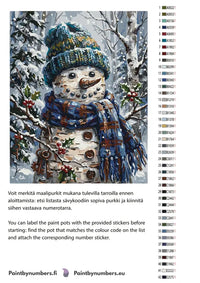 Thumbnail for Paint color chart and instructions - Snowman with Blue Scarf 40x50cm