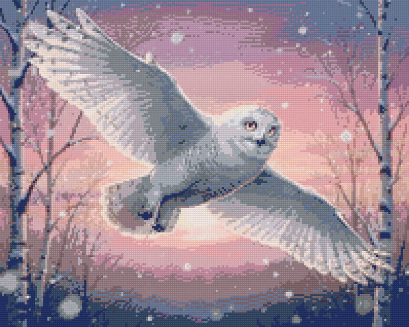Diamond Pattern - Snowy Owl in Flight