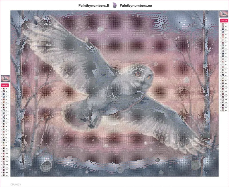 Snowy Owl in Flight diamond painting adhesive canvas 50x40cm