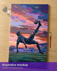 Thumbnail for Illustration of the finished paint by numbers - Soccer Player Bicycle Kick 40x70cm