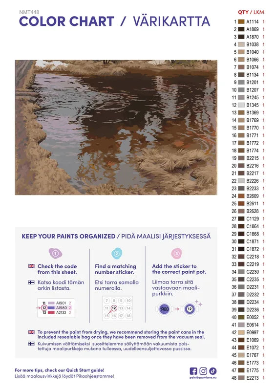 Färgkarta och instruktioner för Spring Flood