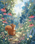 Thumbnail for Squirrel in a flower meadow Paint By Numbers, colorful nature image, flowers and greenery