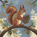 Thumbnail for Squirrel holding pinecone on pine branch paint by numbers