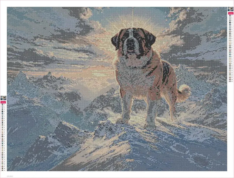 St. Bernard at Summit diamond painting adhesive canvas 80x60cm