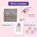 Thumbnail for What is included in the St Pauls through Autumn Branches diamond painting kit - adhesive canvas, reference sheet, tools and numbered drill bags