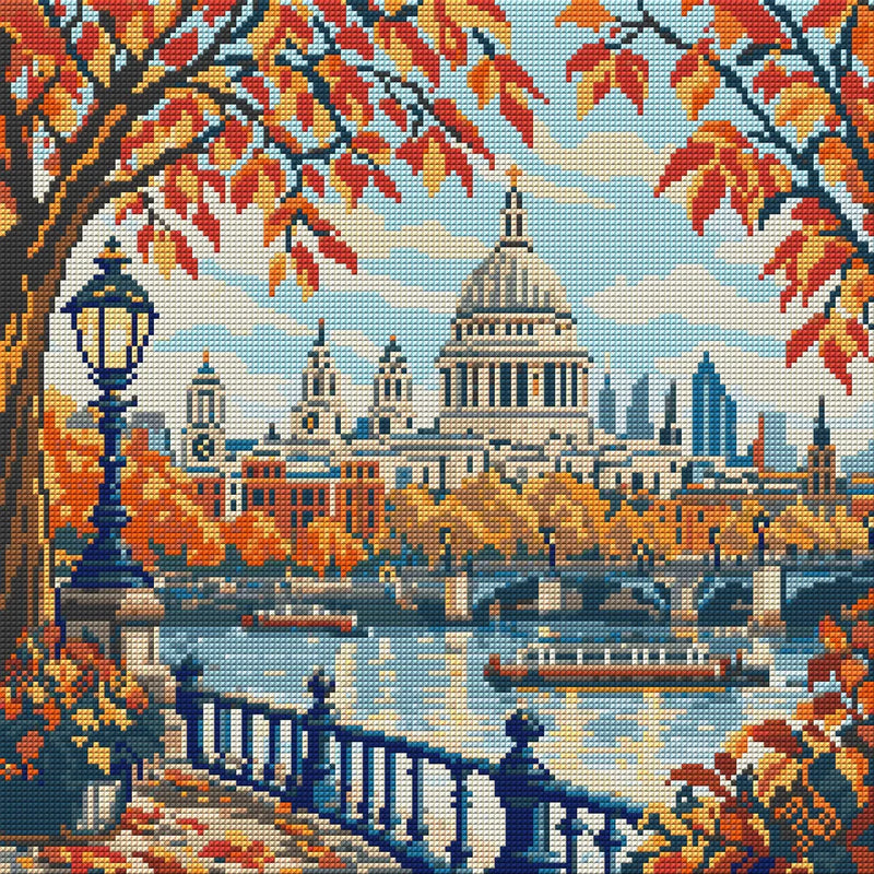 St Pauls through Autumn Branches, 40x40 cm diamond painting – full design preview without the close-up inset