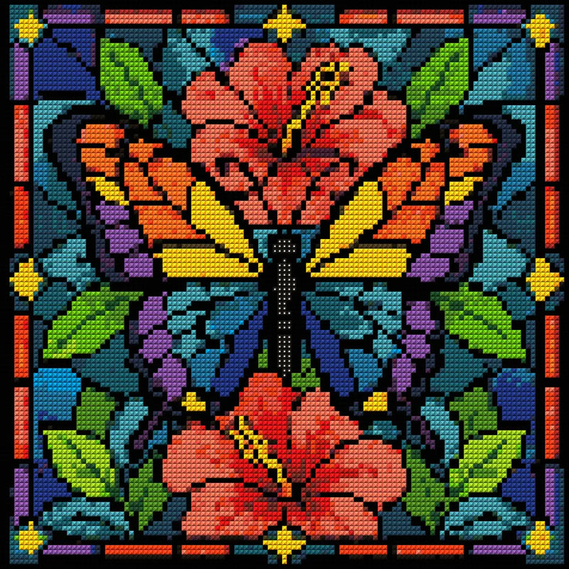 Diamond painting pattern chart - Stained Glass Butterfly