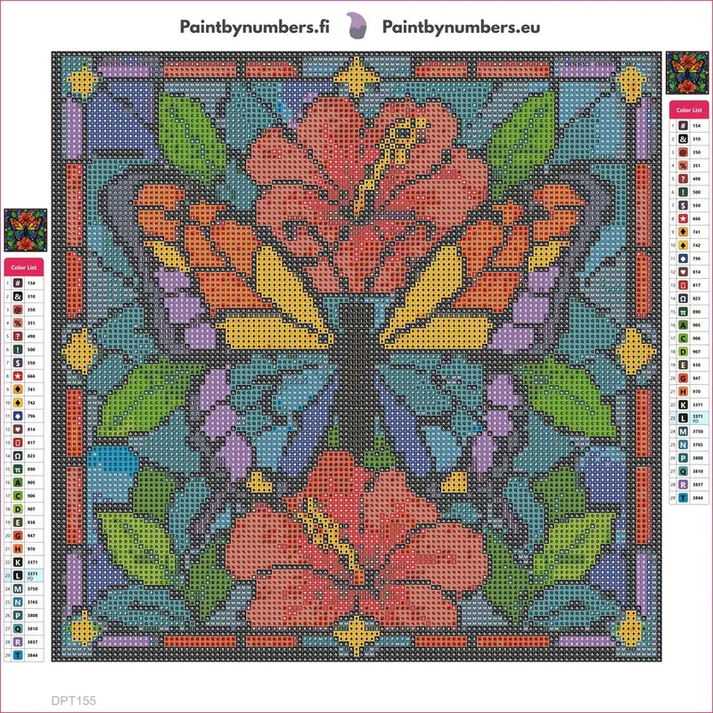 Stained Glass Butterfly diamond painting adhesive canvas 30x30cm