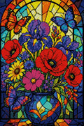 Thumbnail for Diamond painting pattern chart - Stained Glass Flowers