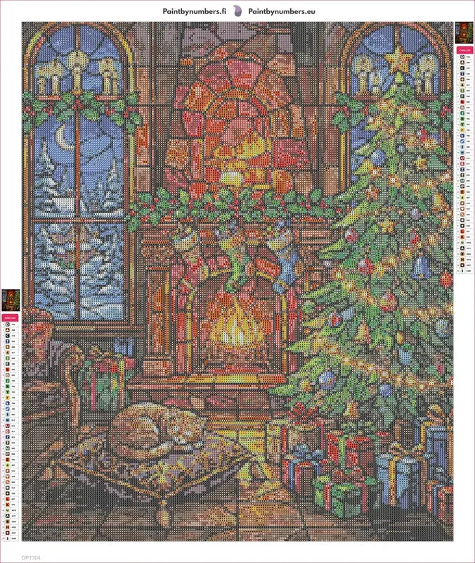 Diamond painting adhesive canvas preview - Stained Glass Holiday