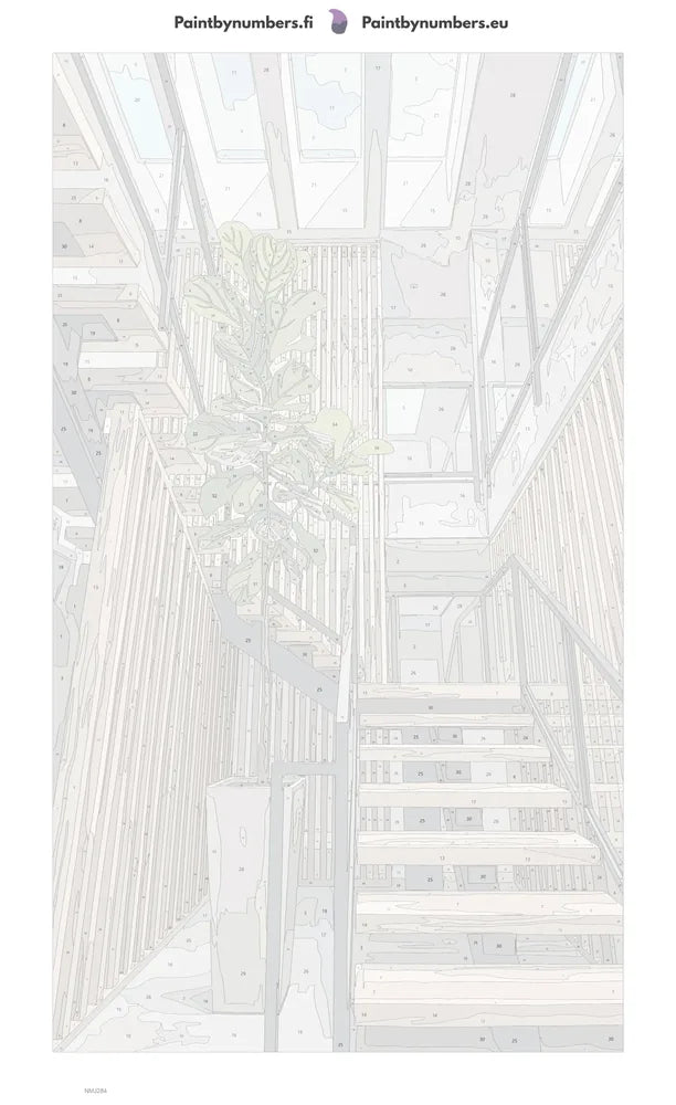 Numbered canvas - Staircase with Potted Plant 40x70cm