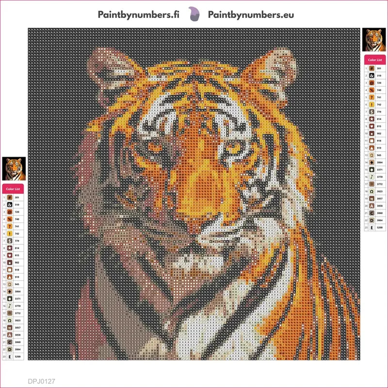 Staring Tiger diamond painting adhesive canvas 30x30cm
