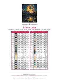 Thumbnail for Starry Lake diamond painting color chart – 37 DMC colors