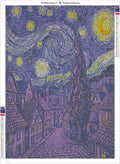 Thumbnail for Starry Night Tree diamond painting adhesive canvas 50x70cm