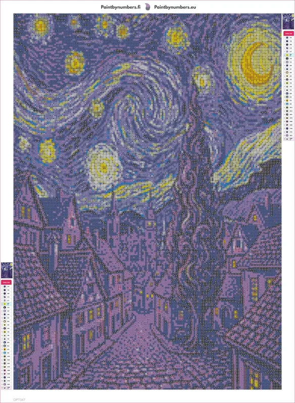 Starry Night Tree diamond painting adhesive canvas 50x70cm
