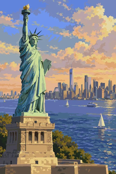 Statue of Liberty and New York skyline paint by numbers