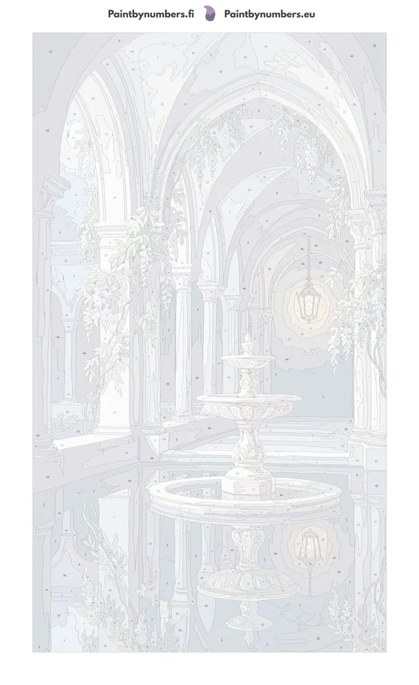 Paint by numbers numbered canvas - Stone Fountain Courtyard 40x70cm
