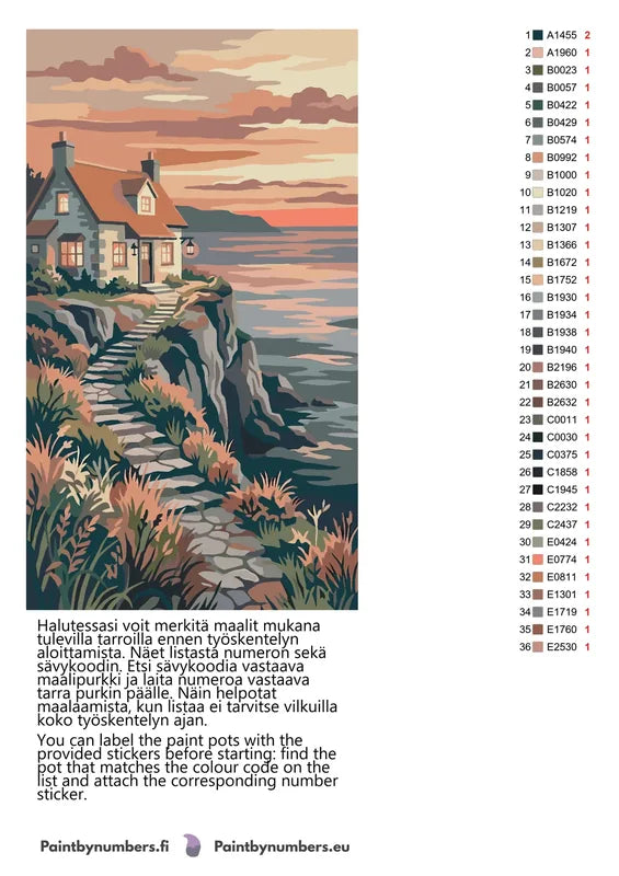 Color chart and instructions - Stone House by Sea 40x70cm