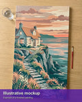 Thumbnail for Illustration of the completed paint by numbers - Stone House by Sea 40x70cm