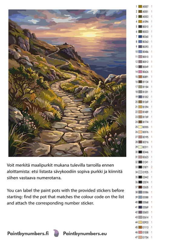 Paint color chart and instructions - Stone Path by Sea 40x50cm