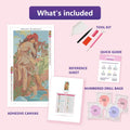 Thumbnail for summer 30x60cm diamond painting kit contents: adhesive canvas, color chart, tools and diamond bags