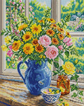 Thumbnail for Summer Flowers in Blue Jug, 40x50 cm diamond painting – full design preview without the close-up inset