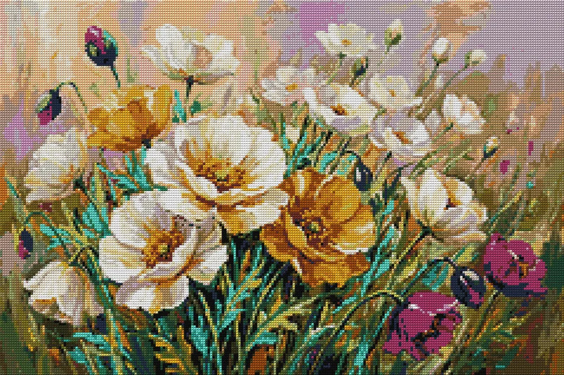 Diamond pattern - Summer Poppies