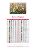 Thumbnail for Summer Poppies diamond painting color chart – 45 DMC colors