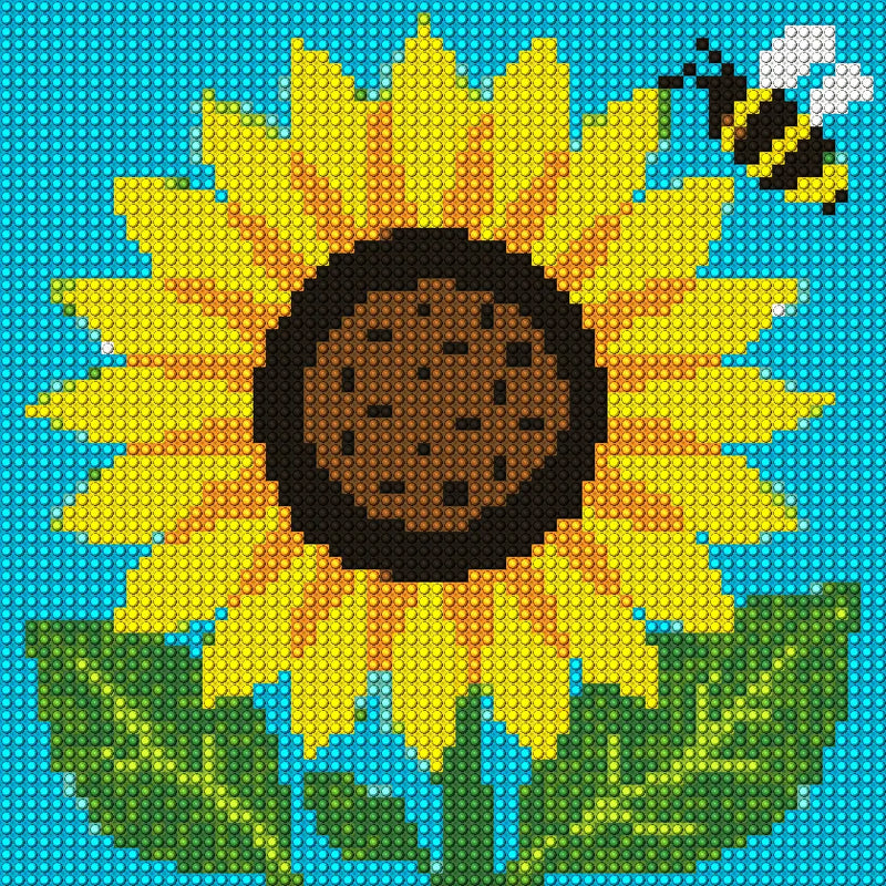 Diamond painting pattern chart - Sunflower and Bee