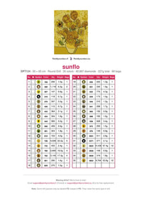 Thumbnail for DMC color chart for Sunflowers Vase With 15 diamond painting - 35 colors
