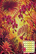 Thumbnail for Sunlit Tropical Orchid Jungle, 40x60 cm diamond painting – finished design preview with a close-up of square drills