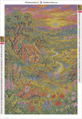 Thumbnail for Diamond painting adhesive canvas preview - Sunset Fox Family Countryside