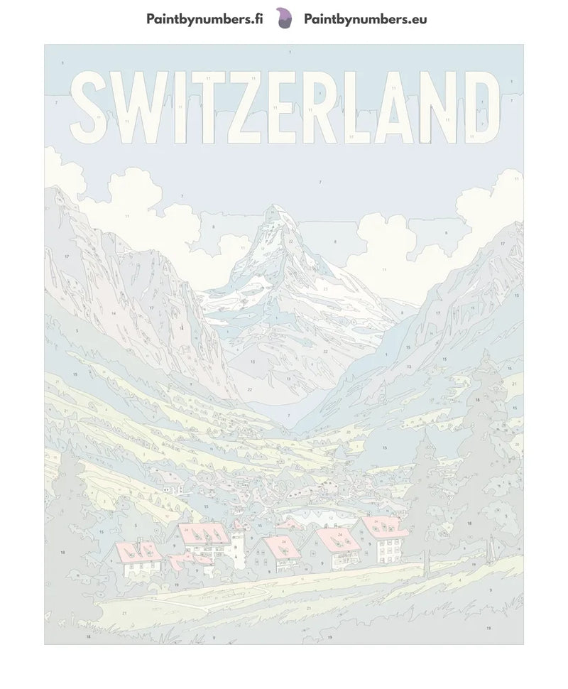 Numbered canvas - Switzerland Travel Poster 40x50cm