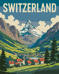 Thumbnail for Switzerland travel poster Paint By Numbers, alpine scenery and mountains