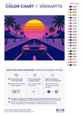 Thumbnail for Paint color chart and instructions - Synthwave Sunset 40x30cm