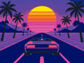 Thumbnail for Sports car, palm trees and sunset paint by numbers