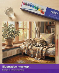Thumbnail for Finished paint by numbers mockup - Tabby Cat on Blanket 50x40cm