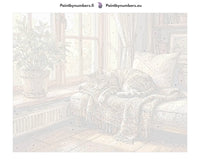 Thumbnail for Paint by numbers numbered canvas - Tabby Cat on Blanket 50x40cm