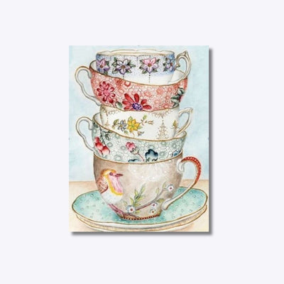Teacup Tower diamond painting – stacked teacups
