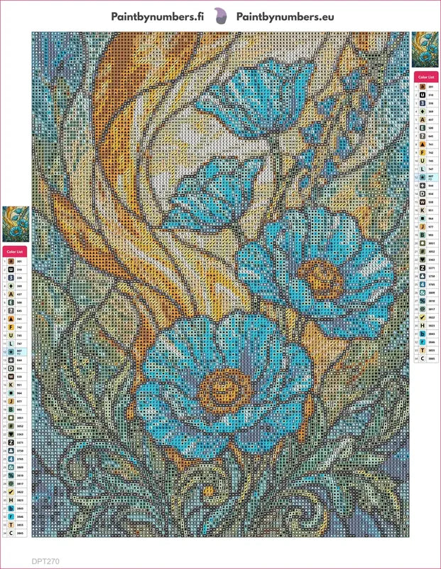 Diamond painting adhesive canvas preview - Teal Poppy Panel