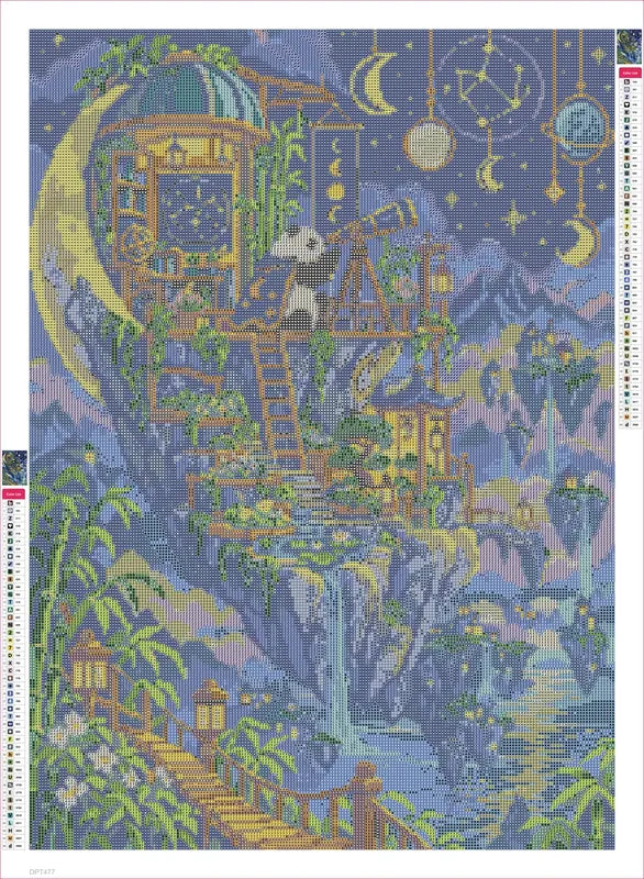 Diamond painting adhesive canvas preview - The Astronomers Bamboo Moon
