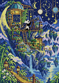 Thumbnail for The Astronomers Bamboo Moon, 50x70 cm diamond painting – full design preview without the close-up inset