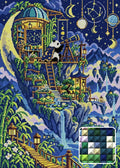Thumbnail for The Astronomers Bamboo Moon, 50x70 cm diamond painting – finished design preview with a close-up of square drills