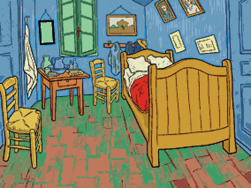 Förhandsvisning av diamantmönstret för van Goghs Sovrum i Arles