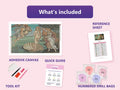 Thumbnail for the-bi 100x60cm diamond painting kit contents: adhesive canvas, color chart, tools and diamond bags
