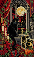 Thumbnail for The Black Cat Tarot Window, 30x50 cm diamond painting – full design preview without the close-up inset