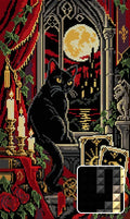 Thumbnail for The Black Cat Tarot Window, 30x50 cm diamond painting – finished design preview with a close-up of square drills